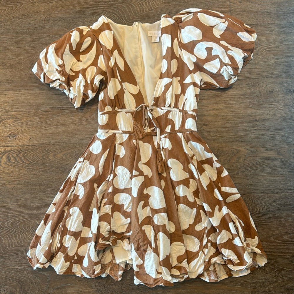Brown and White Dress